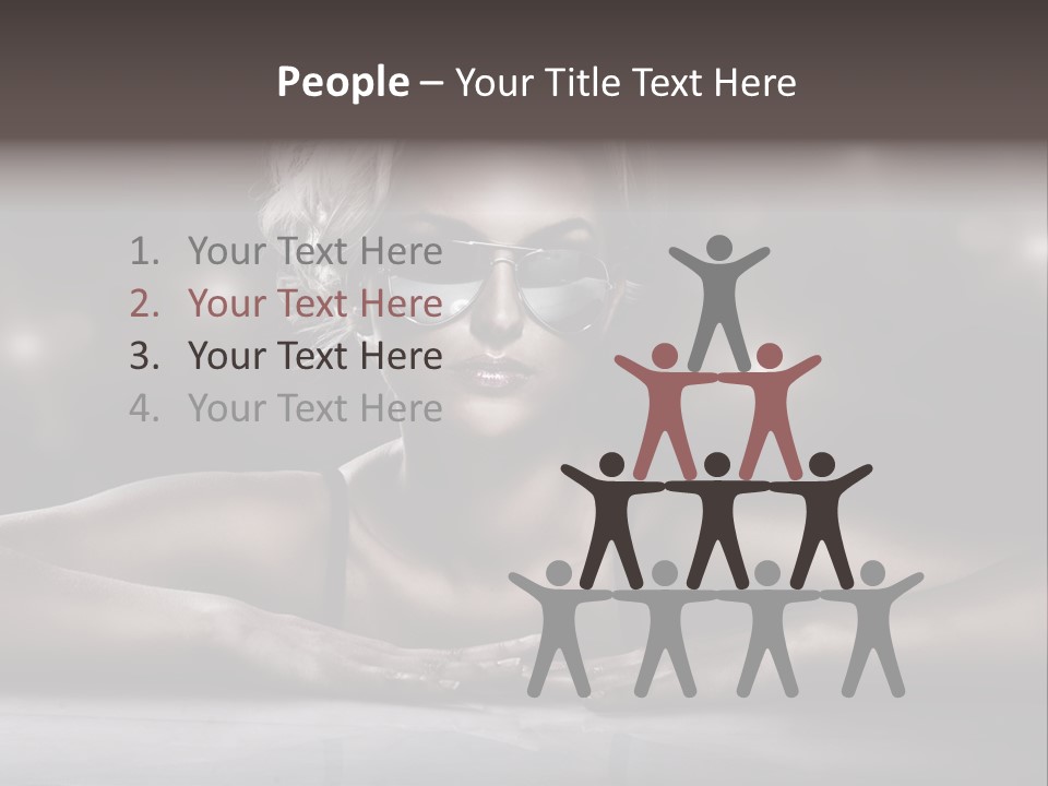 Studio Shot Of Young Blonde Wearing Stylish Sunglasses PowerPoint Template