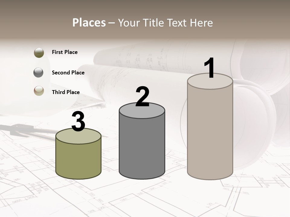 A Group Of Construction Tools On Top Of A Blueprint PowerPoint Template
