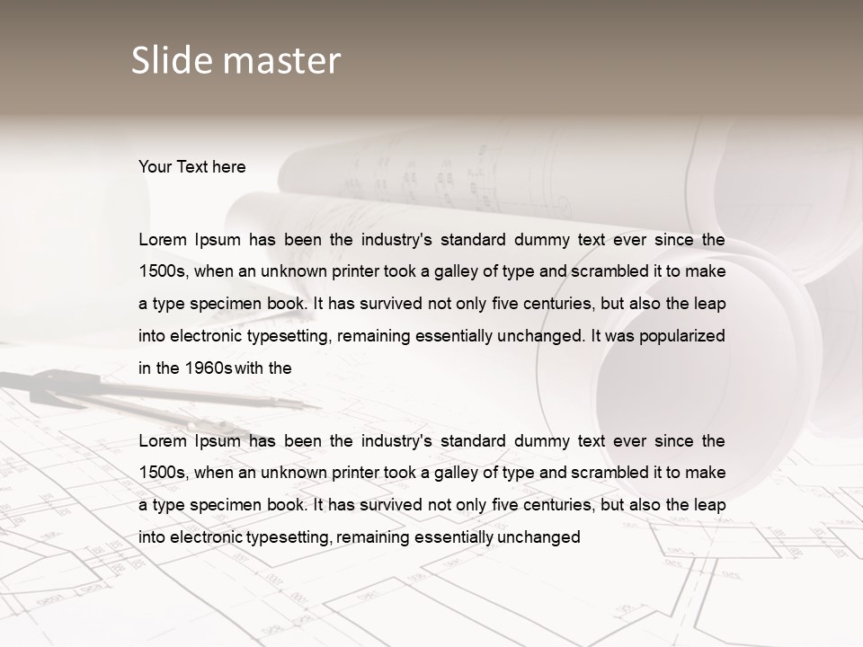 A Group Of Construction Tools On Top Of A Blueprint PowerPoint Template