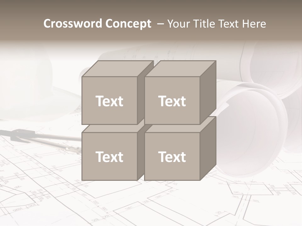 A Group Of Construction Tools On Top Of A Blueprint PowerPoint Template