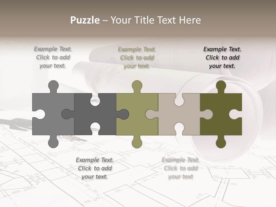 A Group Of Construction Tools On Top Of A Blueprint PowerPoint Template