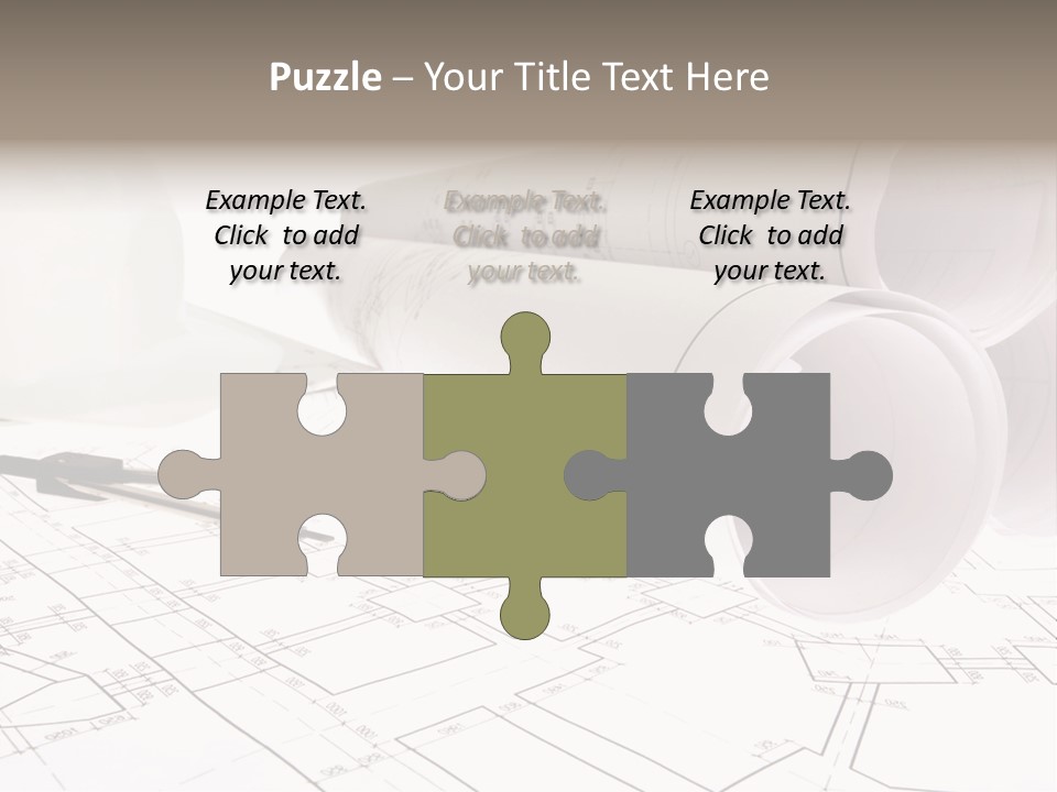 A Group Of Construction Tools On Top Of A Blueprint PowerPoint Template