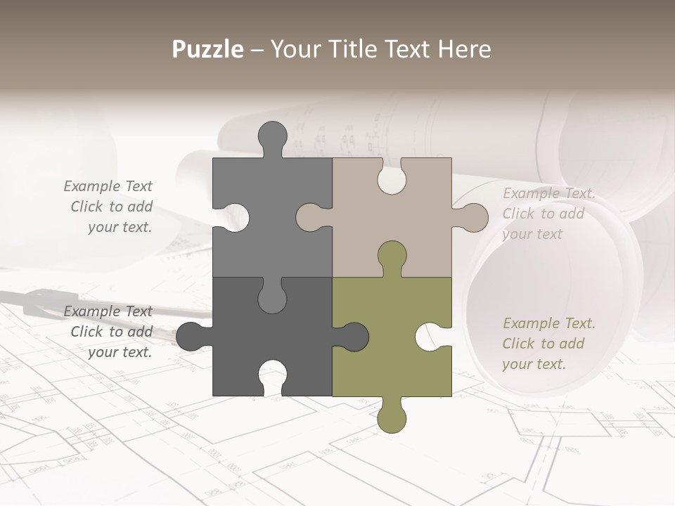 A Group Of Construction Tools On Top Of A Blueprint PowerPoint Template