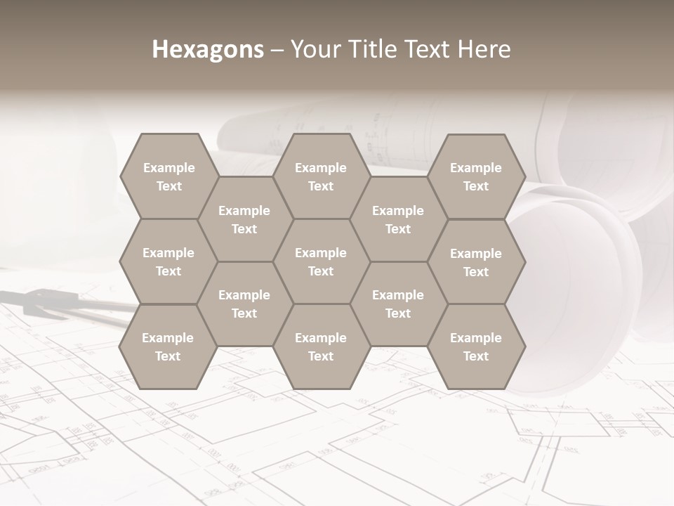 A Group Of Construction Tools On Top Of A Blueprint PowerPoint Template