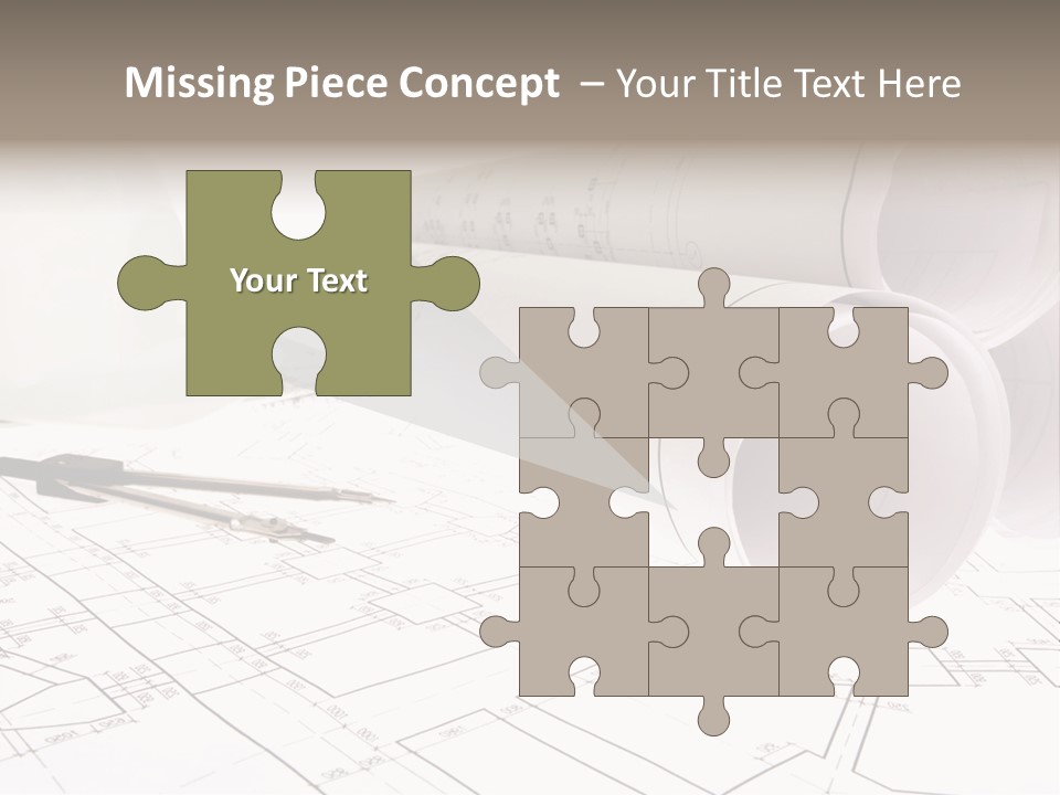 A Group Of Construction Tools On Top Of A Blueprint PowerPoint Template