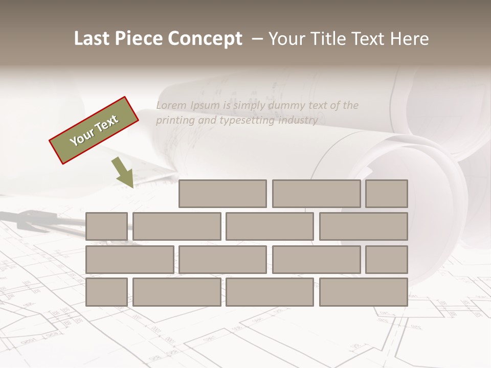 A Group Of Construction Tools On Top Of A Blueprint PowerPoint Template