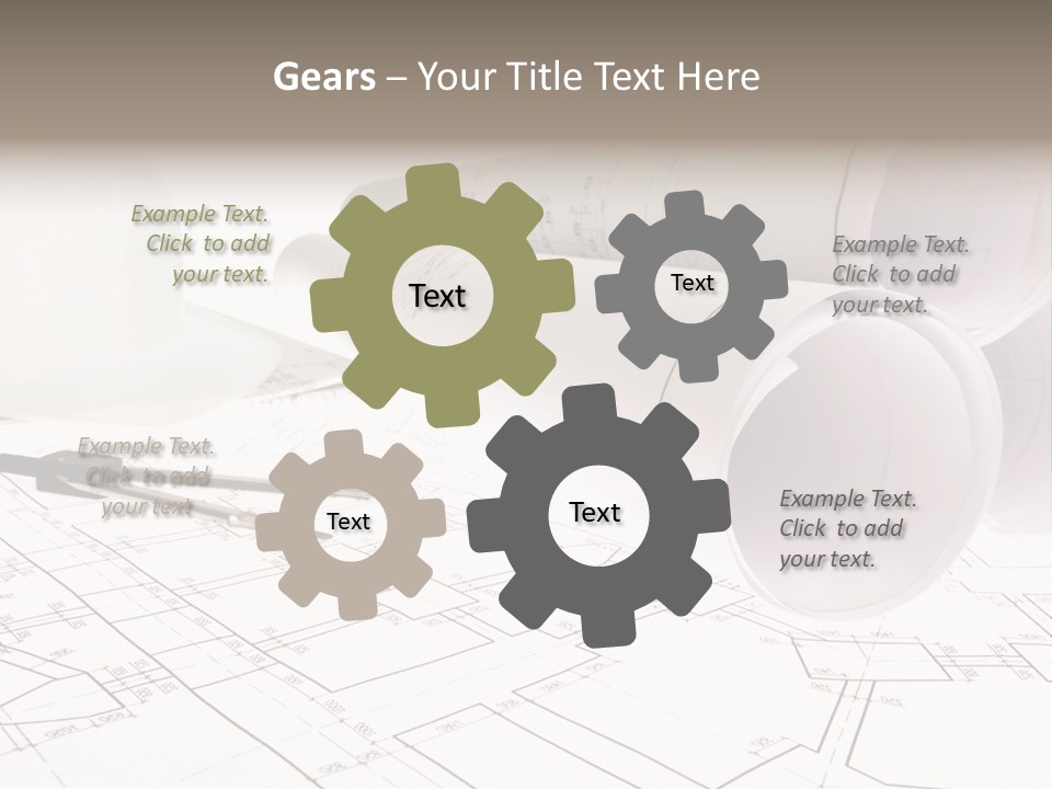 A Group Of Construction Tools On Top Of A Blueprint PowerPoint Template