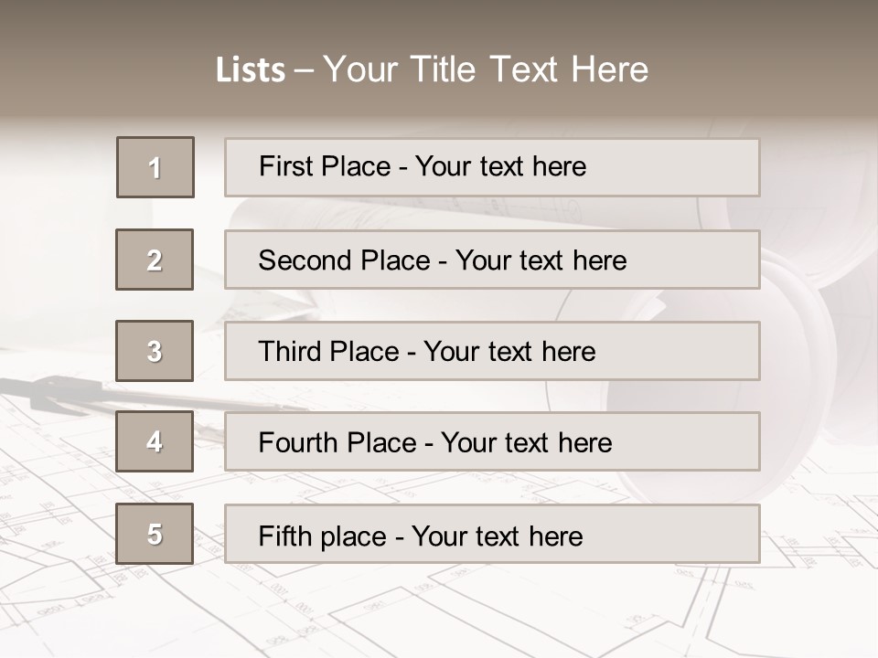 A Group Of Construction Tools On Top Of A Blueprint PowerPoint Template