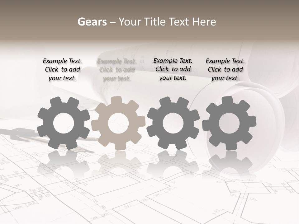 A Group Of Construction Tools On Top Of A Blueprint PowerPoint Template