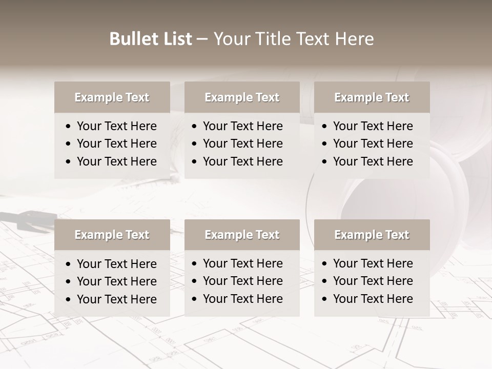 A Group Of Construction Tools On Top Of A Blueprint PowerPoint Template