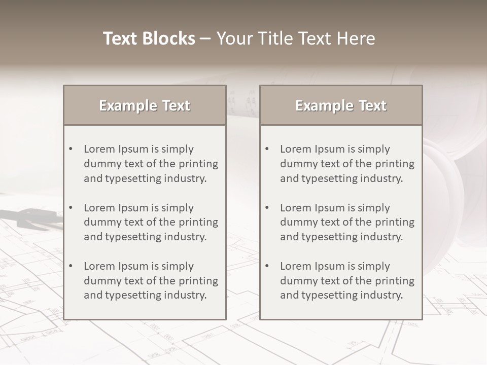 A Group Of Construction Tools On Top Of A Blueprint PowerPoint Template
