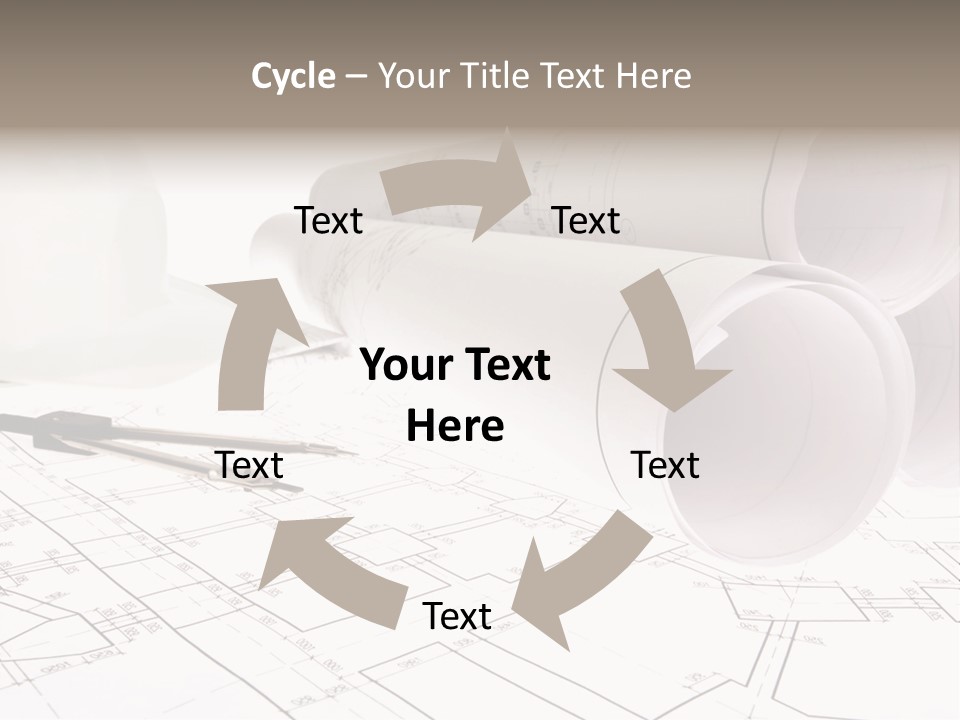 A Group Of Construction Tools On Top Of A Blueprint PowerPoint Template