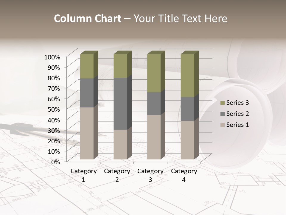 A Group Of Construction Tools On Top Of A Blueprint PowerPoint Template