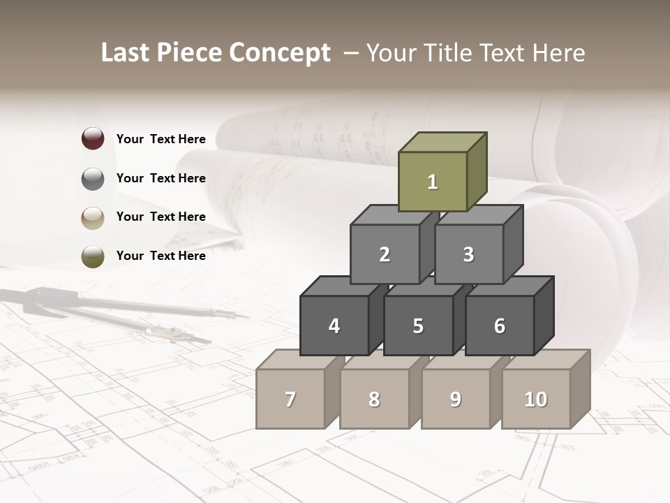 A Group Of Construction Tools On Top Of A Blueprint PowerPoint Template