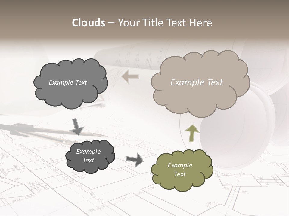 A Group Of Construction Tools On Top Of A Blueprint PowerPoint Template