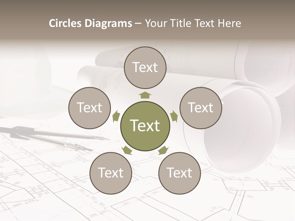 A Group Of Construction Tools On Top Of A Blueprint PowerPoint Template