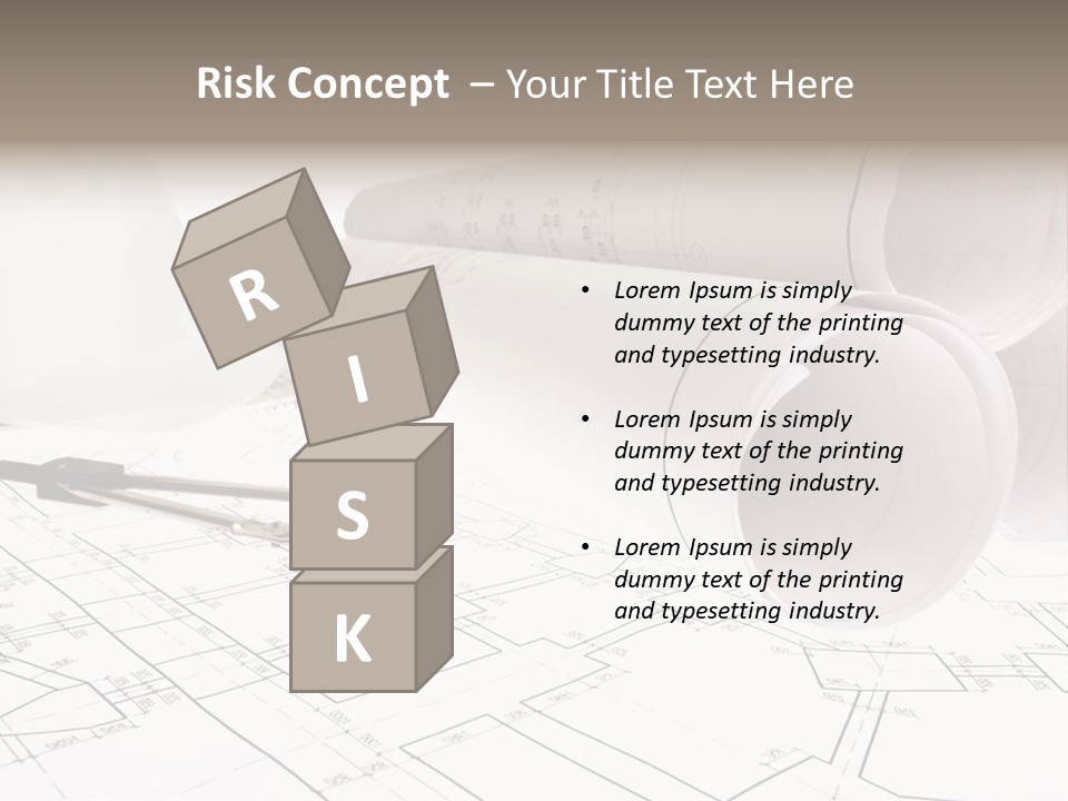 A Group Of Construction Tools On Top Of A Blueprint PowerPoint Template