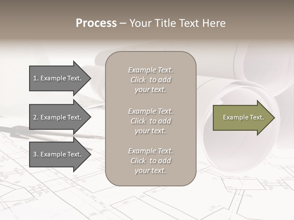 A Group Of Construction Tools On Top Of A Blueprint PowerPoint Template
