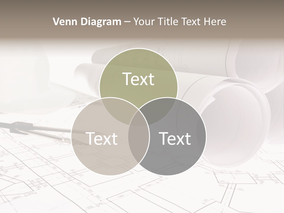 A Group Of Construction Tools On Top Of A Blueprint PowerPoint Template