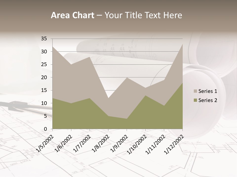 A Group Of Construction Tools On Top Of A Blueprint PowerPoint Template