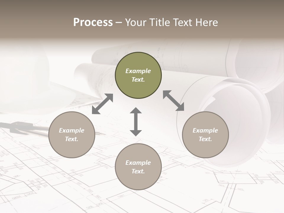 A Group Of Construction Tools On Top Of A Blueprint PowerPoint Template