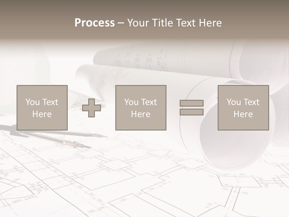 A Group Of Construction Tools On Top Of A Blueprint PowerPoint Template