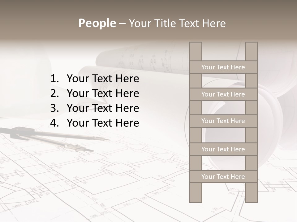 A Group Of Construction Tools On Top Of A Blueprint PowerPoint Template