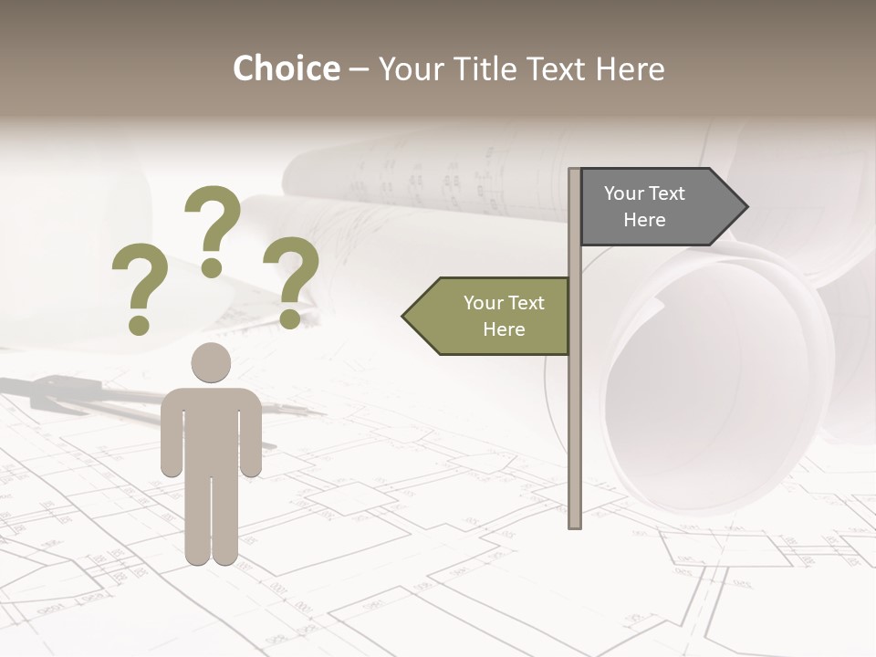 A Group Of Construction Tools On Top Of A Blueprint PowerPoint Template