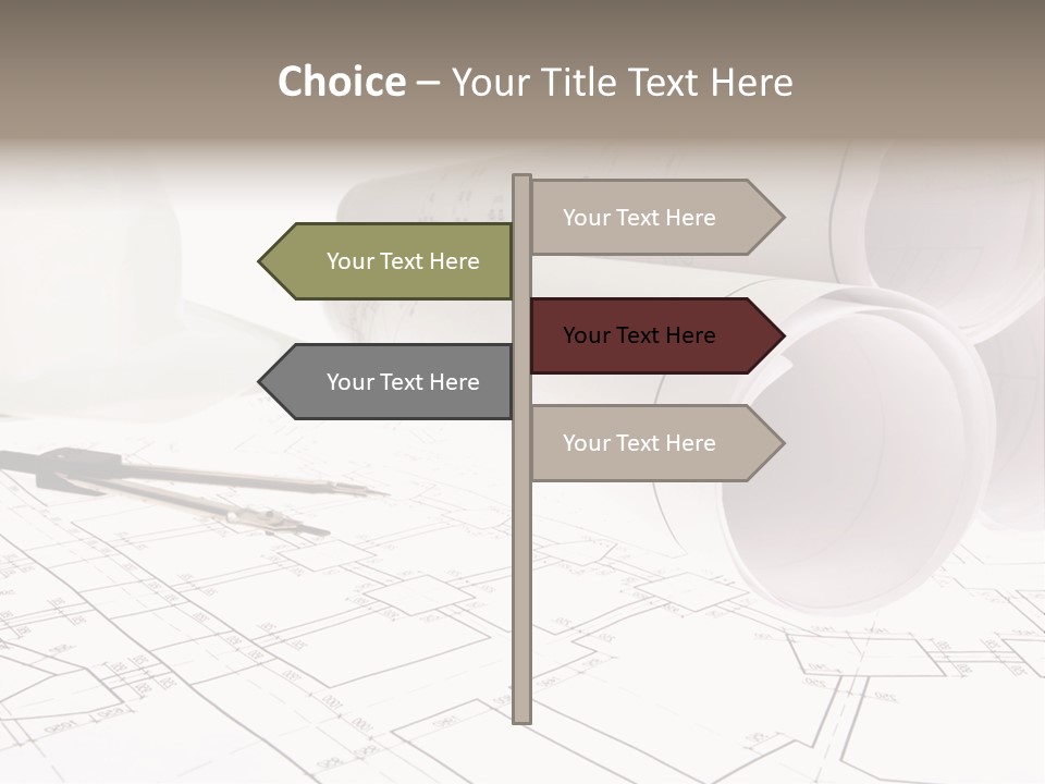 A Group Of Construction Tools On Top Of A Blueprint PowerPoint Template
