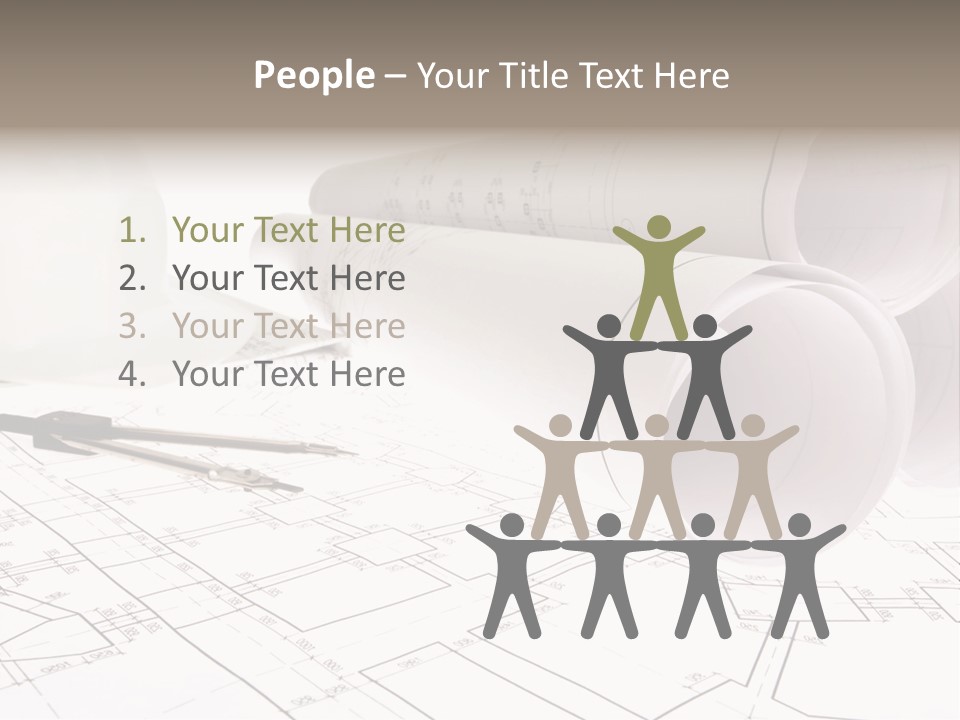A Group Of Construction Tools On Top Of A Blueprint PowerPoint Template