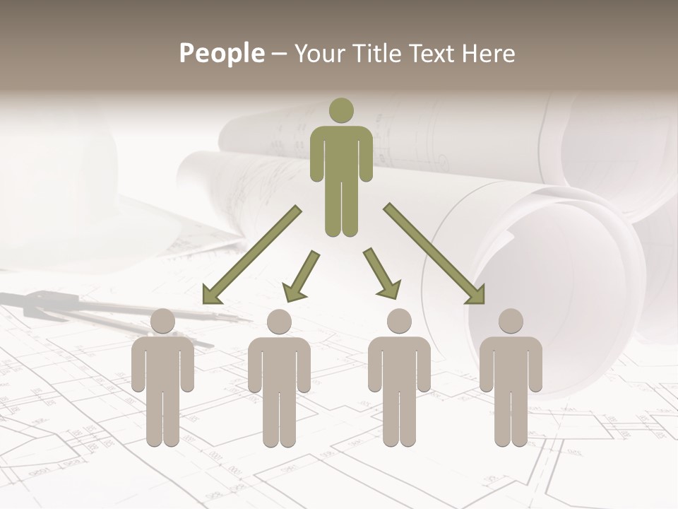 A Group Of Construction Tools On Top Of A Blueprint PowerPoint Template