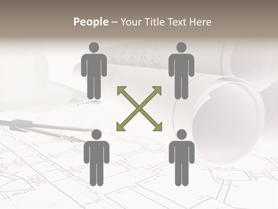 A Group Of Construction Tools On Top Of A Blueprint PowerPoint Template