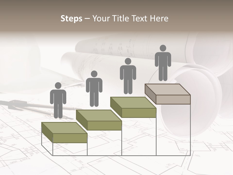 A Group Of Construction Tools On Top Of A Blueprint PowerPoint Template