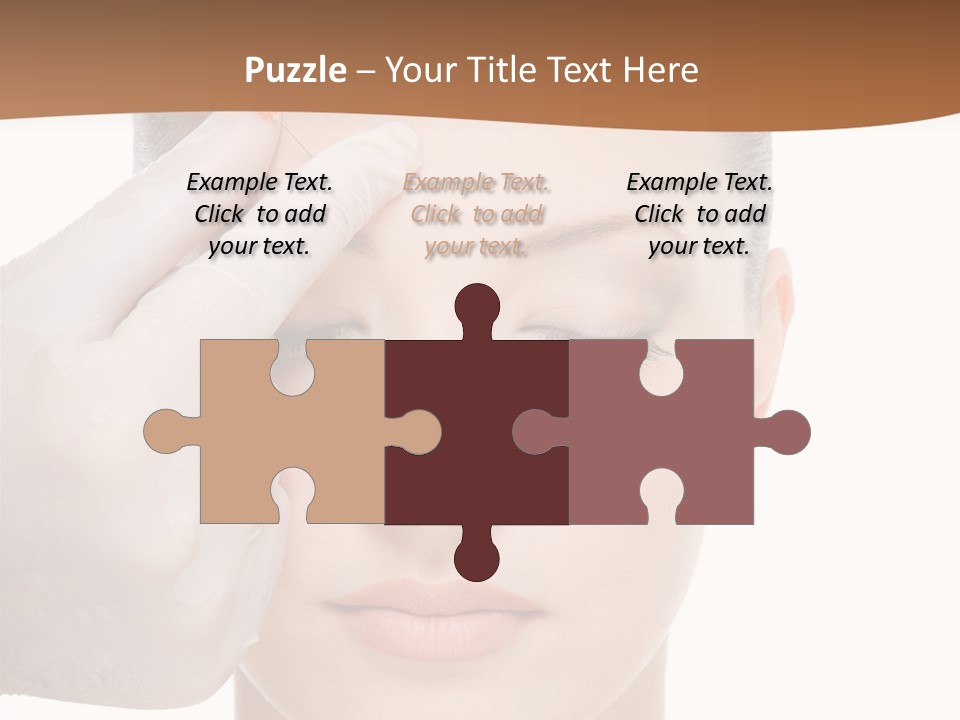 Giving An Injection In The Eyebrow On The Female Face - White Background PowerPoint Template