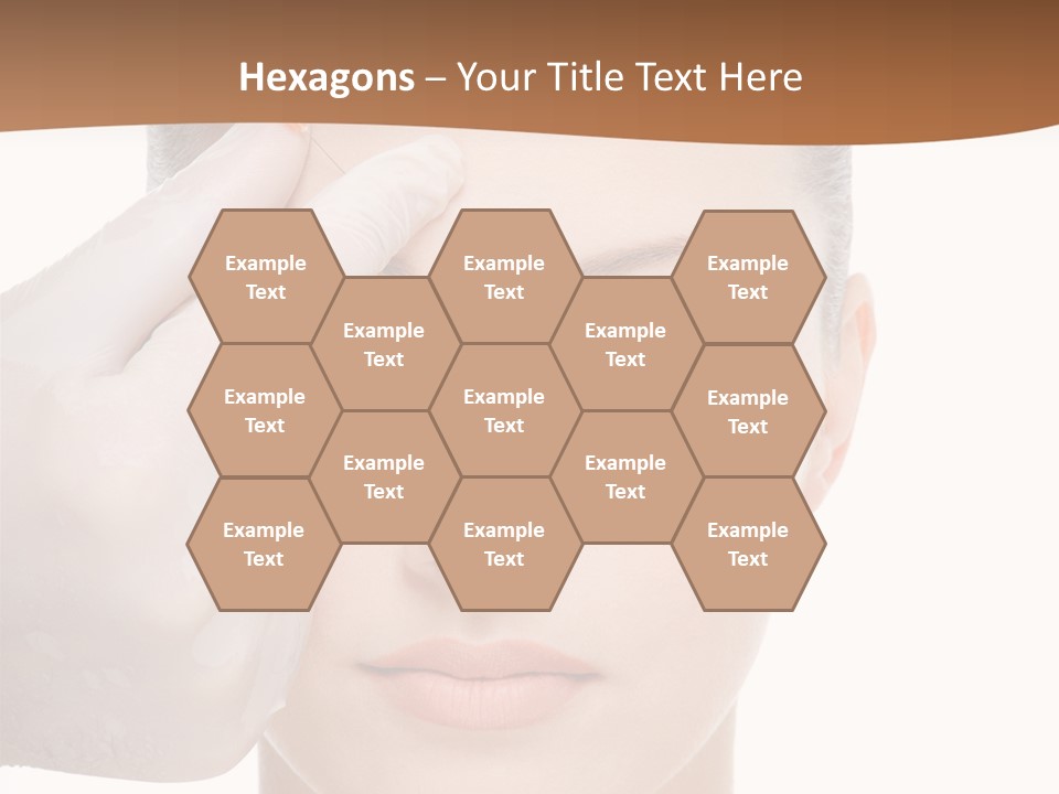 Giving An Injection In The Eyebrow On The Female Face - White Background PowerPoint Template