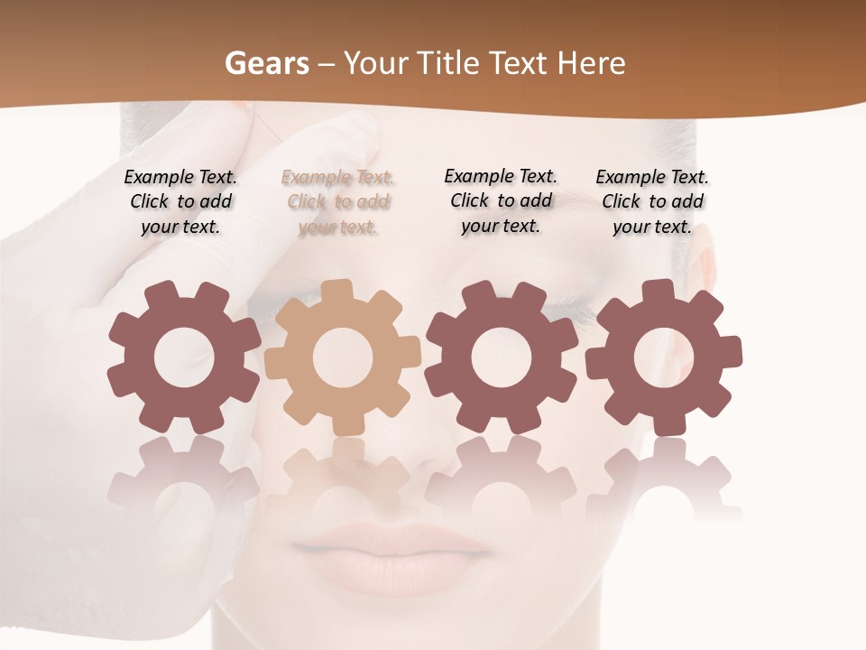 Giving An Injection In The Eyebrow On The Female Face - White Background PowerPoint Template