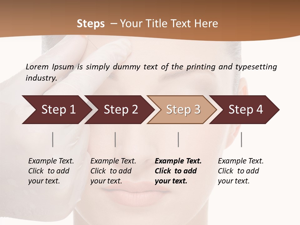 Giving An Injection In The Eyebrow On The Female Face - White Background PowerPoint Template