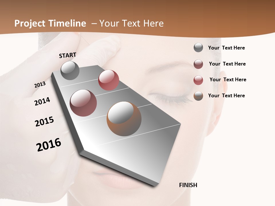 Giving An Injection In The Eyebrow On The Female Face - White Background PowerPoint Template