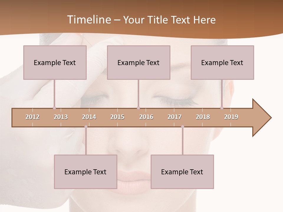 Giving An Injection In The Eyebrow On The Female Face - White Background PowerPoint Template