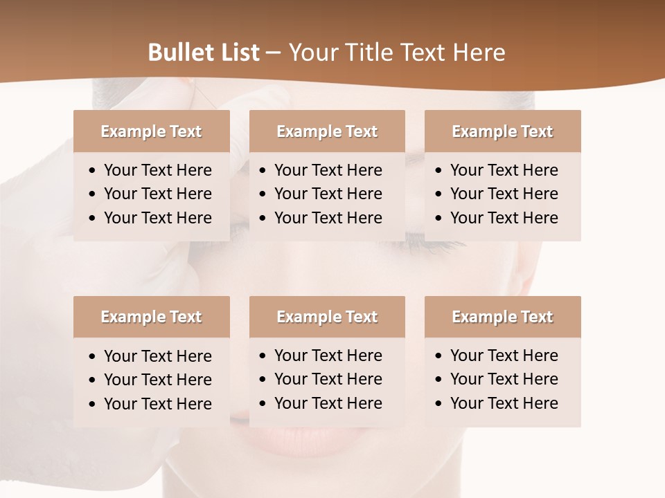 Giving An Injection In The Eyebrow On The Female Face - White Background PowerPoint Template