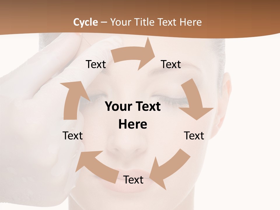 Giving An Injection In The Eyebrow On The Female Face - White Background PowerPoint Template