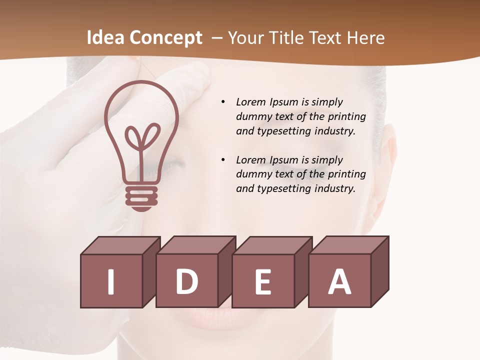 Giving An Injection In The Eyebrow On The Female Face - White Background PowerPoint Template