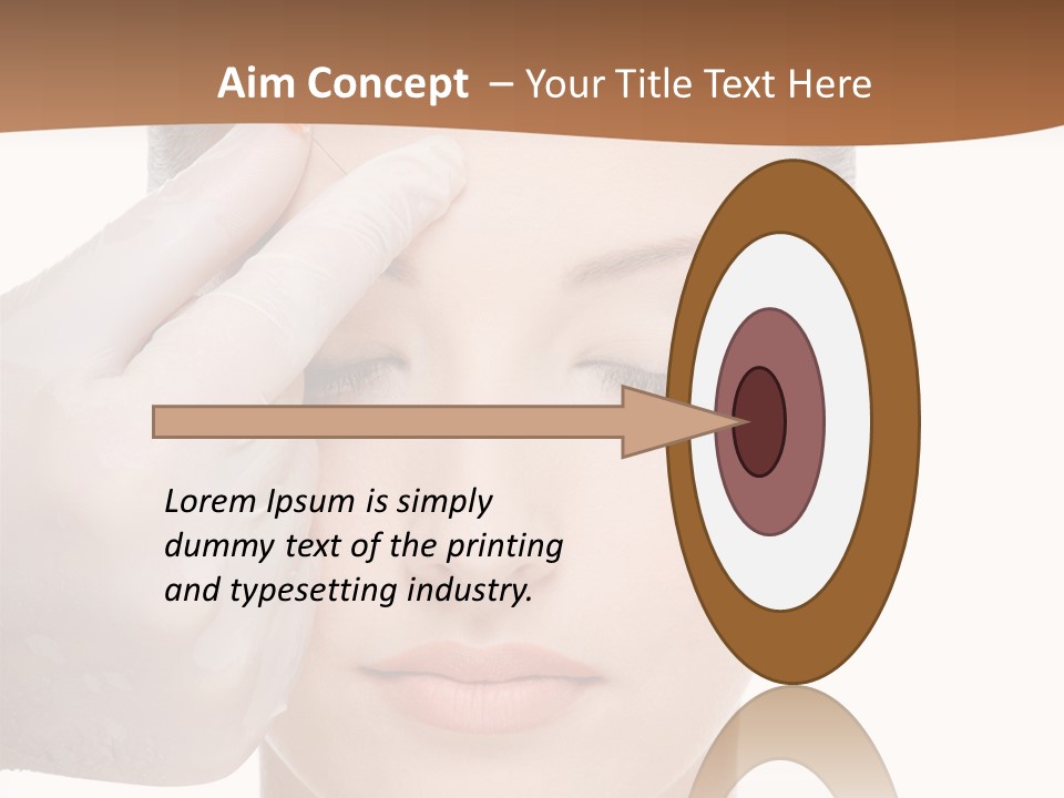 Giving An Injection In The Eyebrow On The Female Face - White Background PowerPoint Template