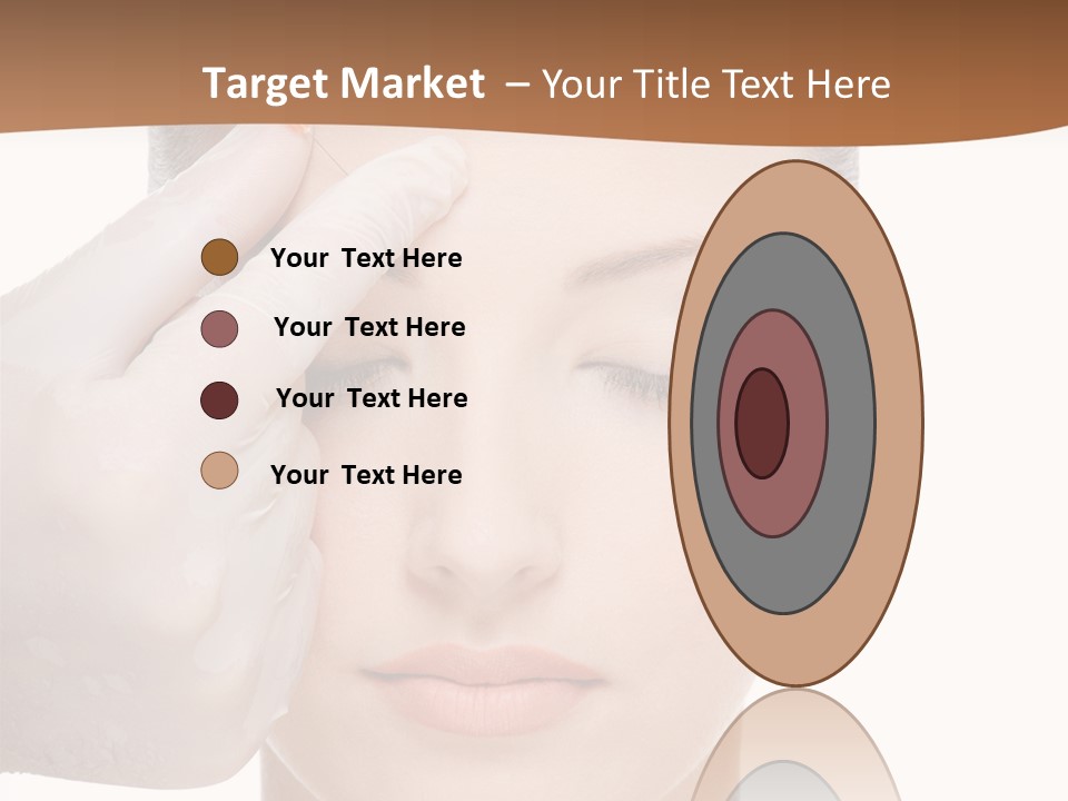 Giving An Injection In The Eyebrow On The Female Face - White Background PowerPoint Template