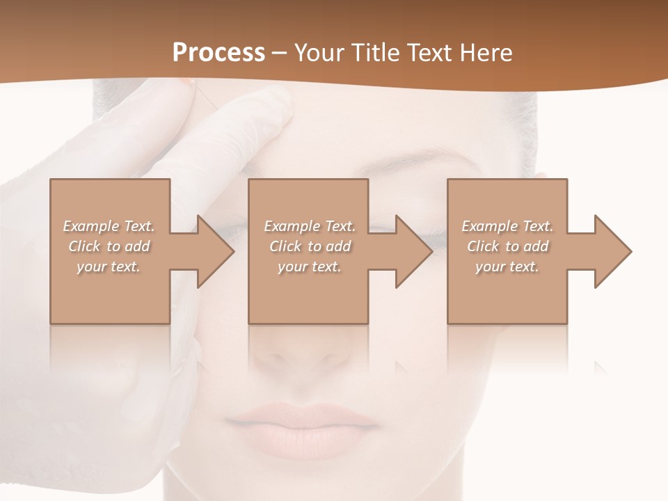 Giving An Injection In The Eyebrow On The Female Face - White Background PowerPoint Template