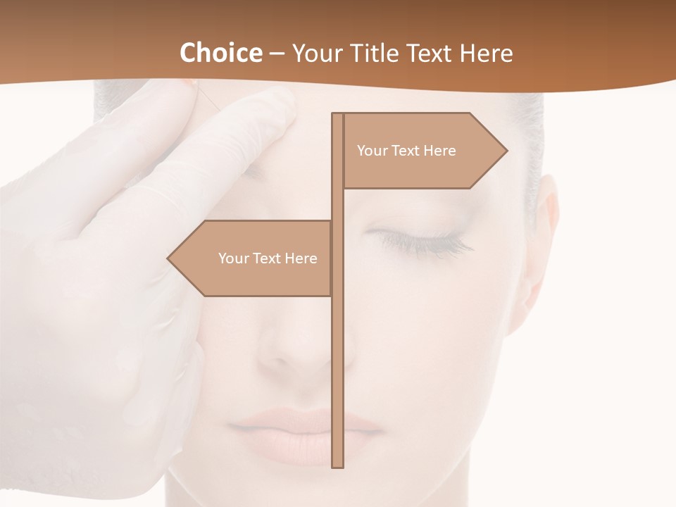 Giving An Injection In The Eyebrow On The Female Face - White Background PowerPoint Template