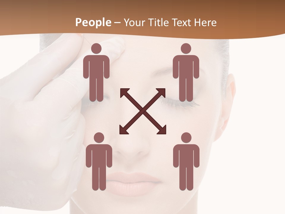 Giving An Injection In The Eyebrow On The Female Face - White Background PowerPoint Template