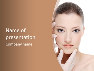 Beautician Touching Perfect Famel Face PowerPoint Template