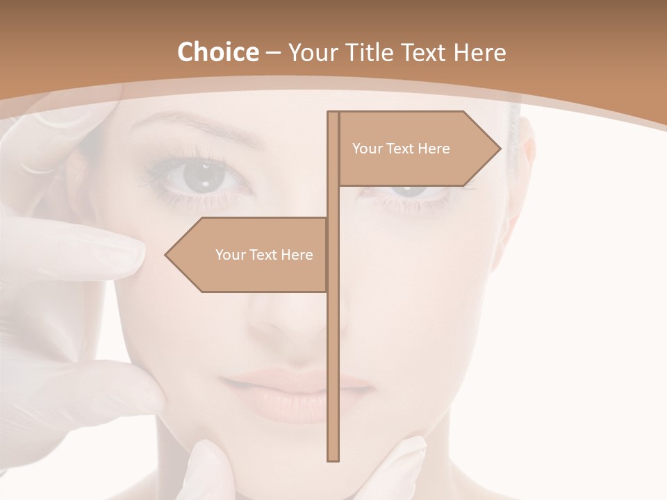 Beautician Touching Perfect Famel Face PowerPoint Template