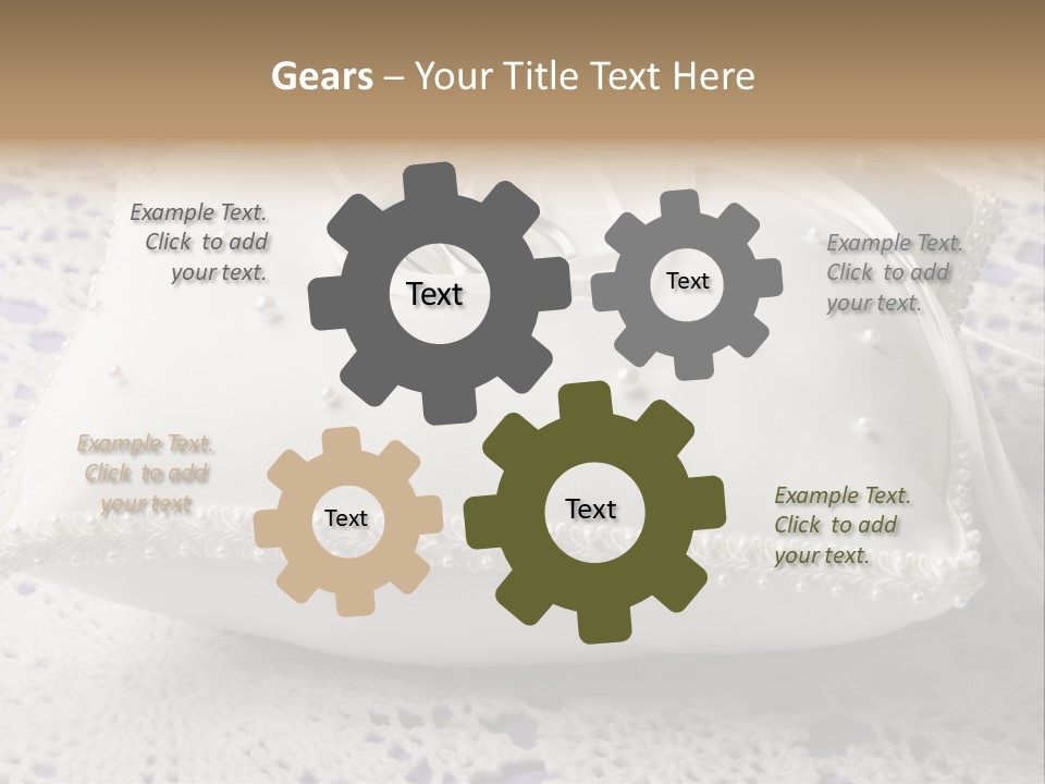 A Wedding Ring Pillow On A Lace Tablecloth PowerPoint Template